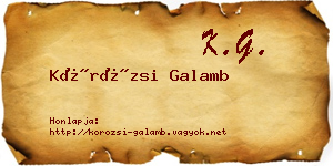 Körözsi Galamb névjegykártya